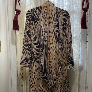 CHICO’S(BLACK LABEL)—BRAND NEW W/TAGS LEOPARD PRINT DRESS W/SHAWL COLLAR ATTACHD